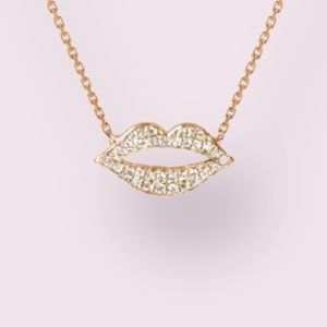 Paige Harper Cubic Zirconia Lip Pendant 14KT Gold Flash Plated Necklace